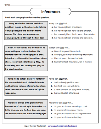 drawing inferences worksheet