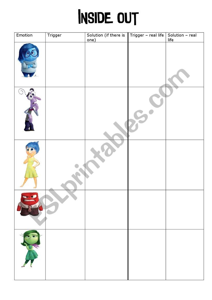 Inside Out Worksheet