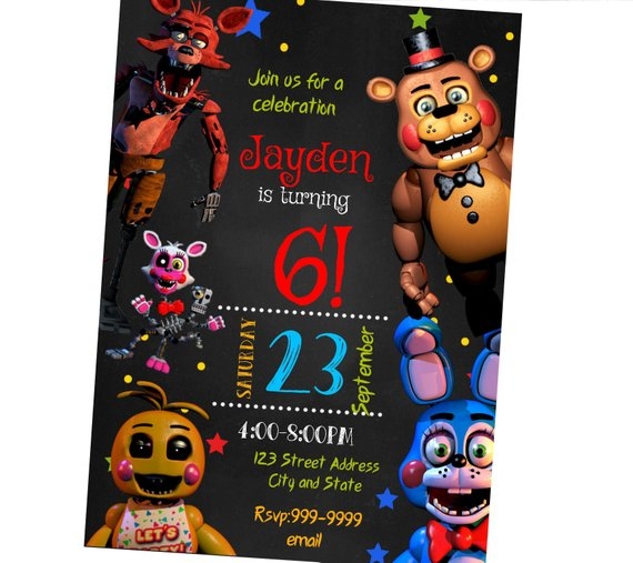 INSTANT DOWNLOAD Five Nights At Freddys Invitation Five Nights At 