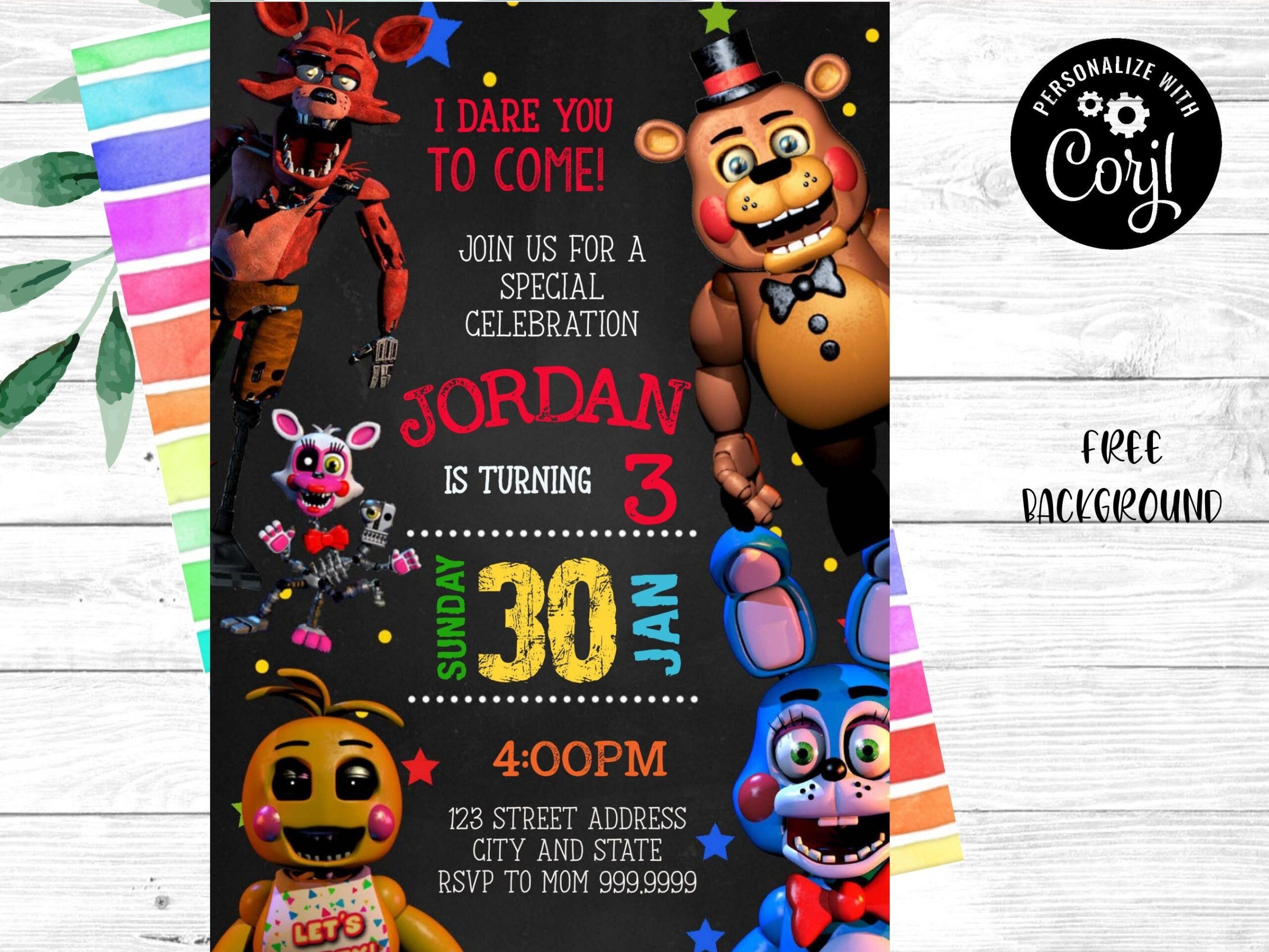 INSTANT DOWNLOAD Five Nights Invitation Five Nights Birthday