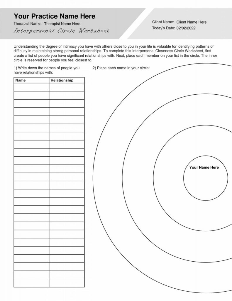 Interpersonal Therapy Worksheets Bundle Editable Fillable Printable 