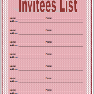 Invitation List Template Excel Word Template