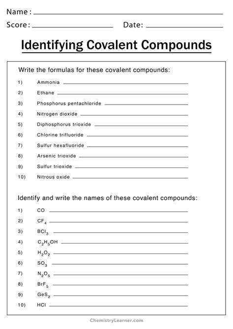 Ionic And Covalent Naming Worksheet Worksheets Library