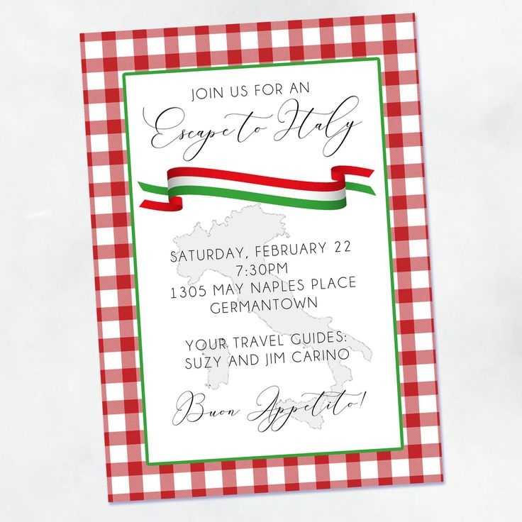 Italian Dinner Party Invitation Printable Invite Or Printed Cards