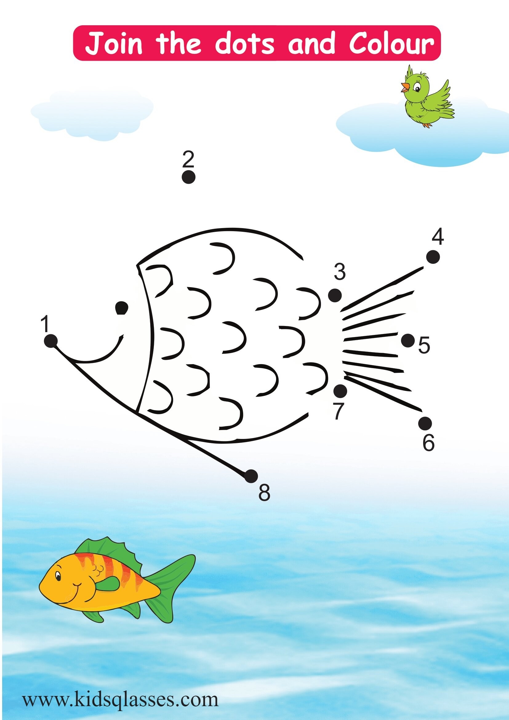 Join The Dots Activity Fish Worksheet KidzeZone Worksheets Library