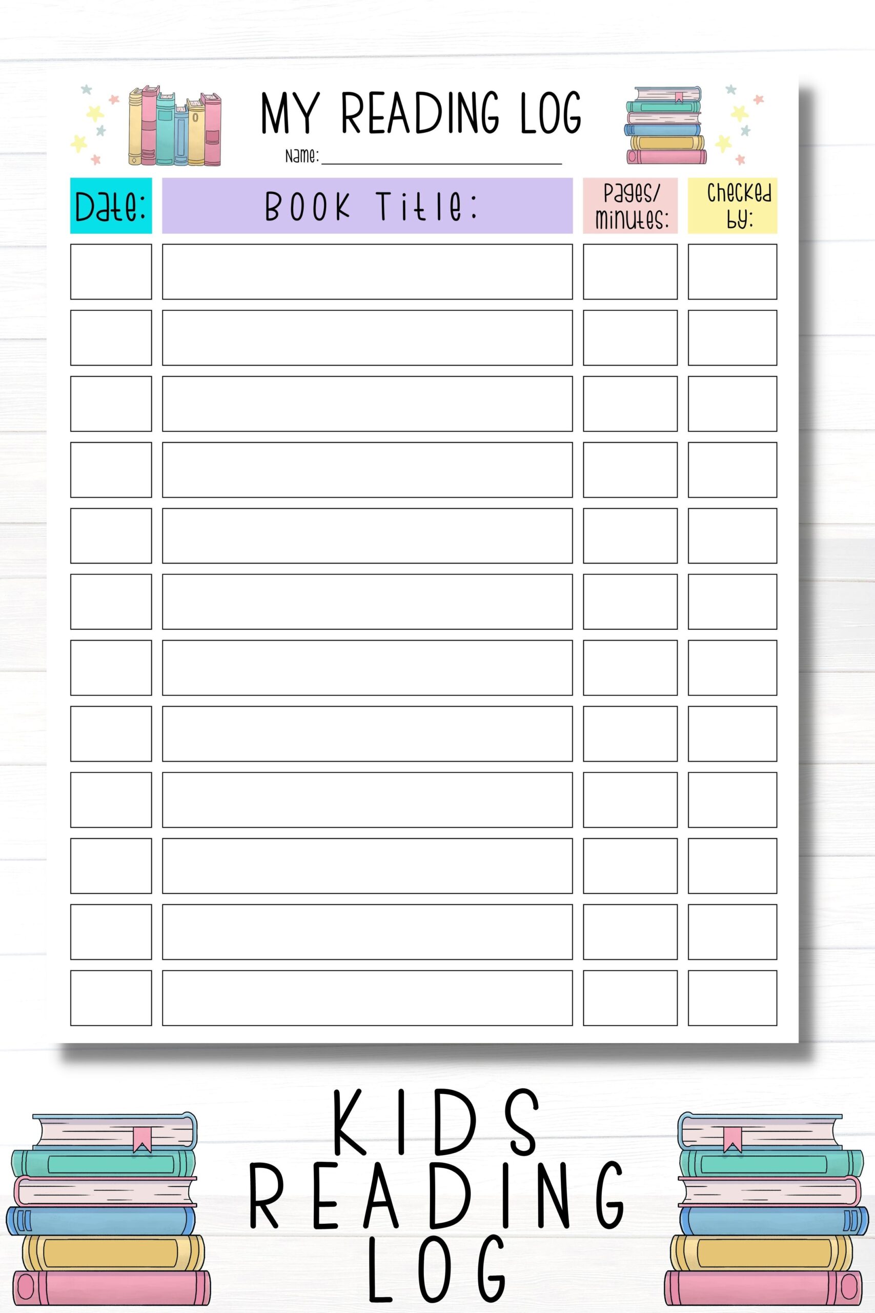 Kids Reading Log Journal Printable Reading Tracker For Kids Teachers