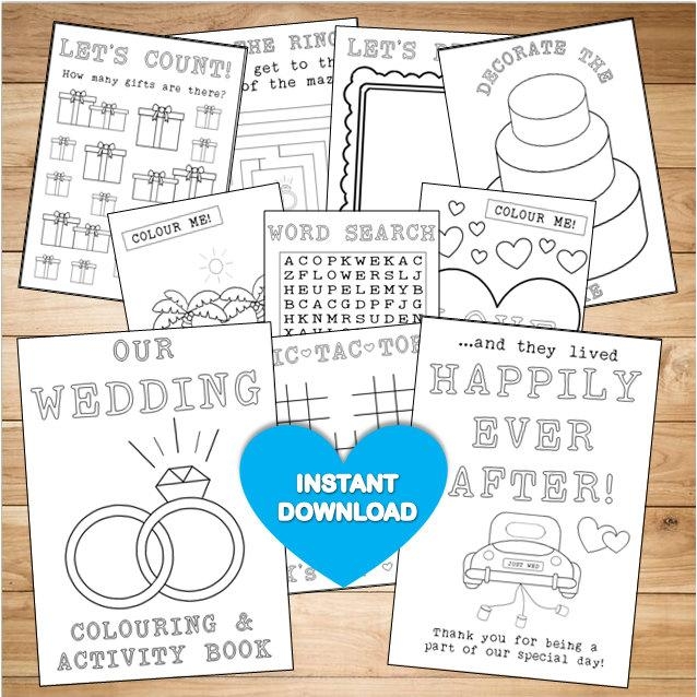 Kids Wedding Colouring Activity Book INSTANT DOWNLOAD PDF 