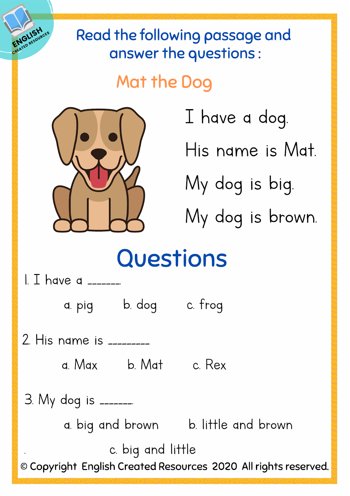reading worksheets for kg