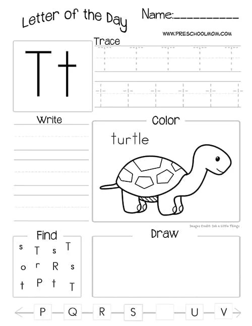 Kindergarten Letter T Worksheets Find And Color KidzeZone