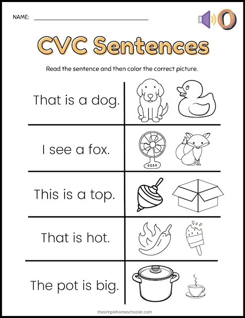 kindergarten cvc words worksheets