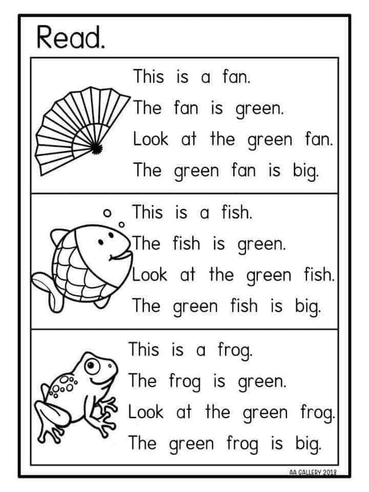 Kindergarten Reading Comprehension And Coloring Cards PDF 