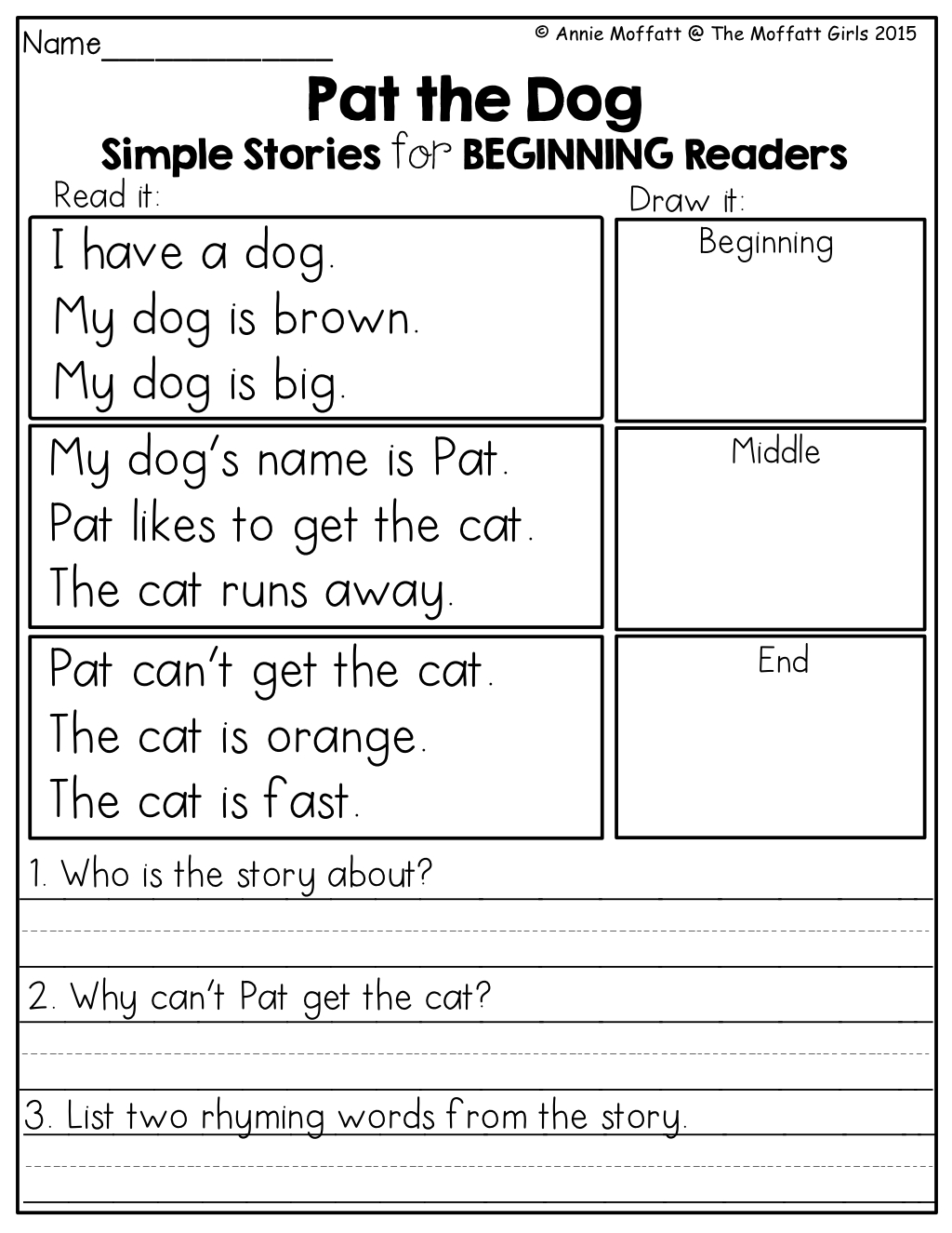 reading kindergarten worksheets