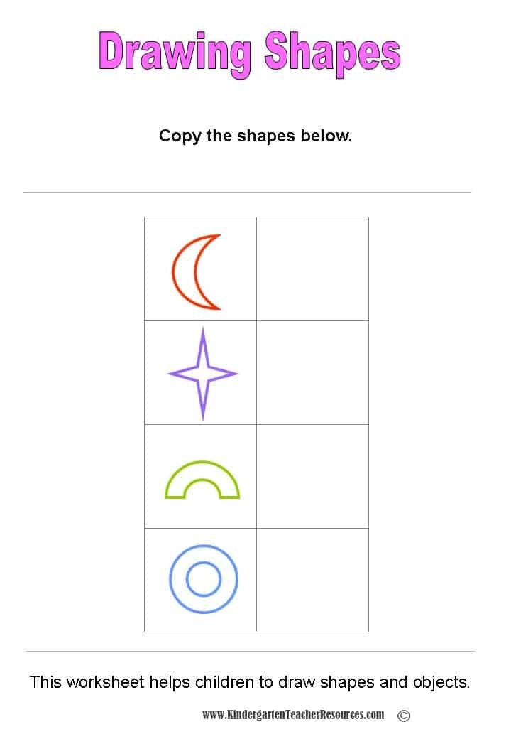 shape worksheets kindergarten