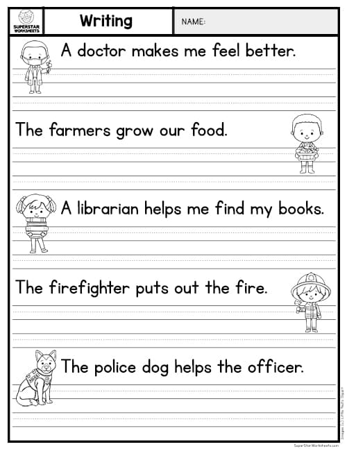 Kindergarten Writing Sentences Worksheets Superstar Worksheets 