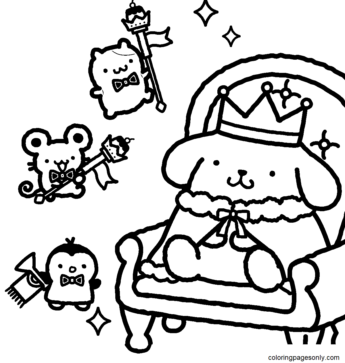 King Pompompurin With Muffin Scone And Whip Coloring Page Coloring 