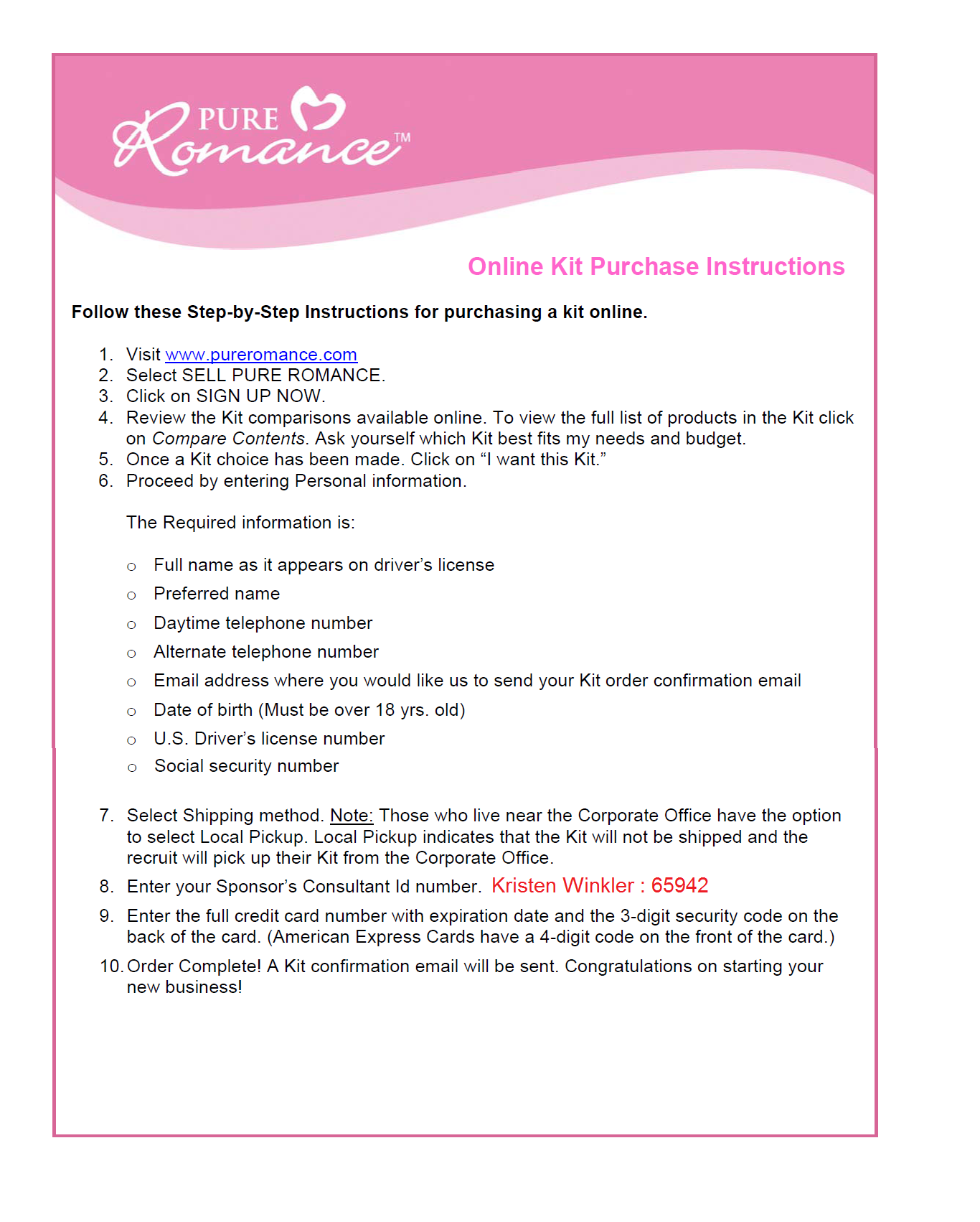 Kit Purchasing Instructions
