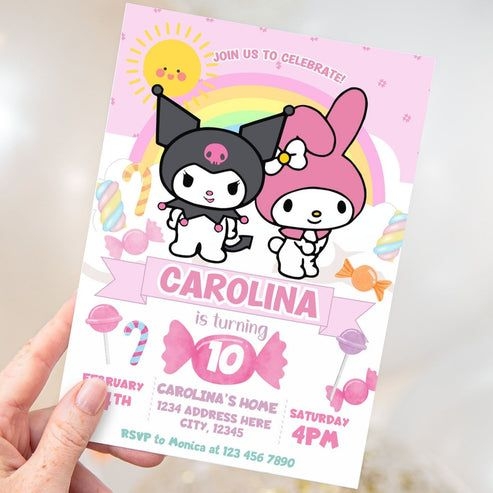 Kuromi Melody Birthday Invitation Template Birthday Invitations 