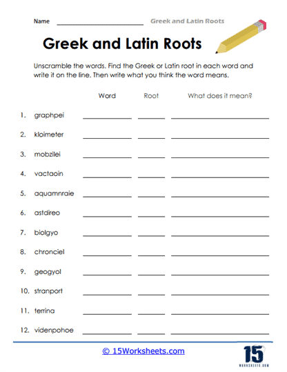 L 4 4 b Greek And Latin Roots Elementary Nest Worksheets Library