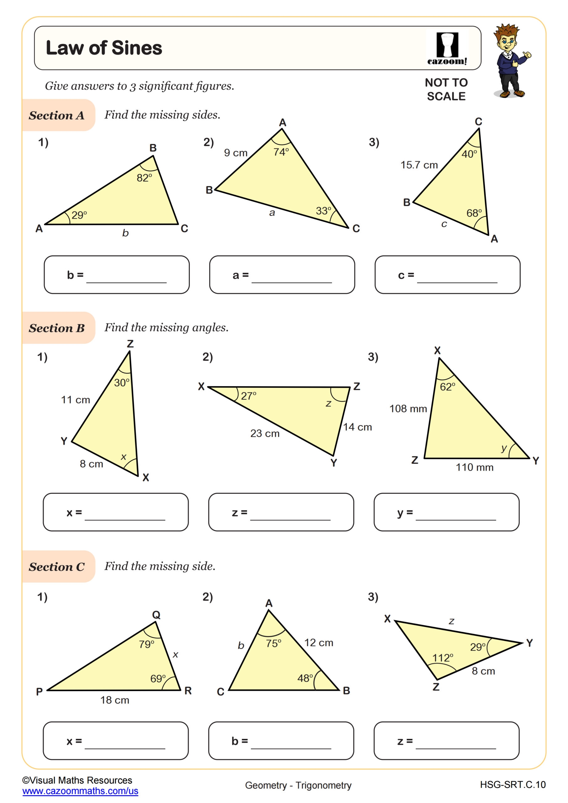 law of sines and law of cosines worksheet