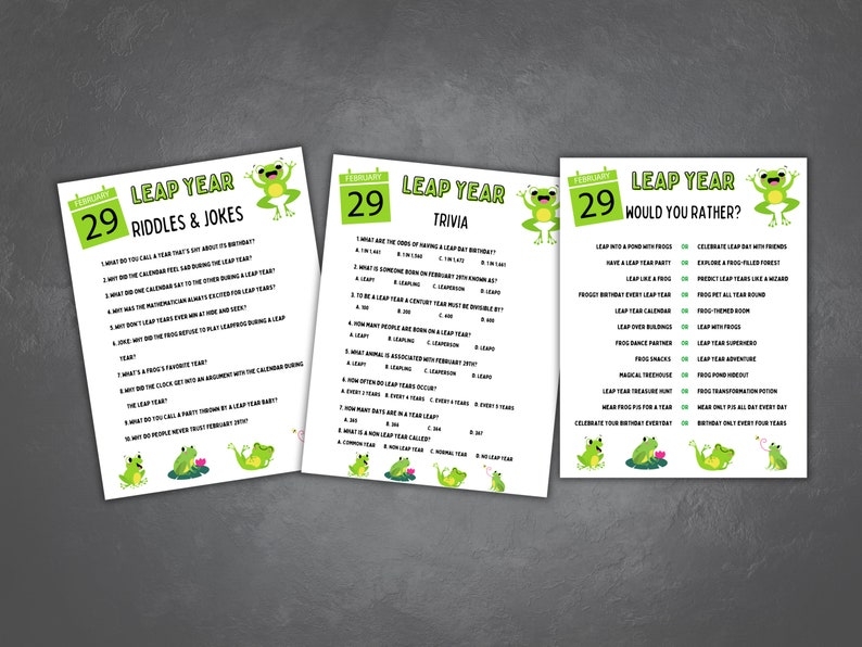 Leap Year Games Printable Leap Year Party Idea February 29 Classroom 