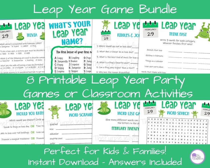 Leap Year Games Printable Leap Year Party Idea February 29 Classroom