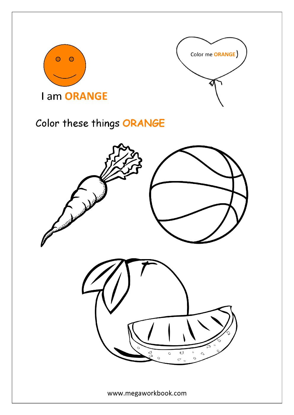 Color Orange Coloring Page