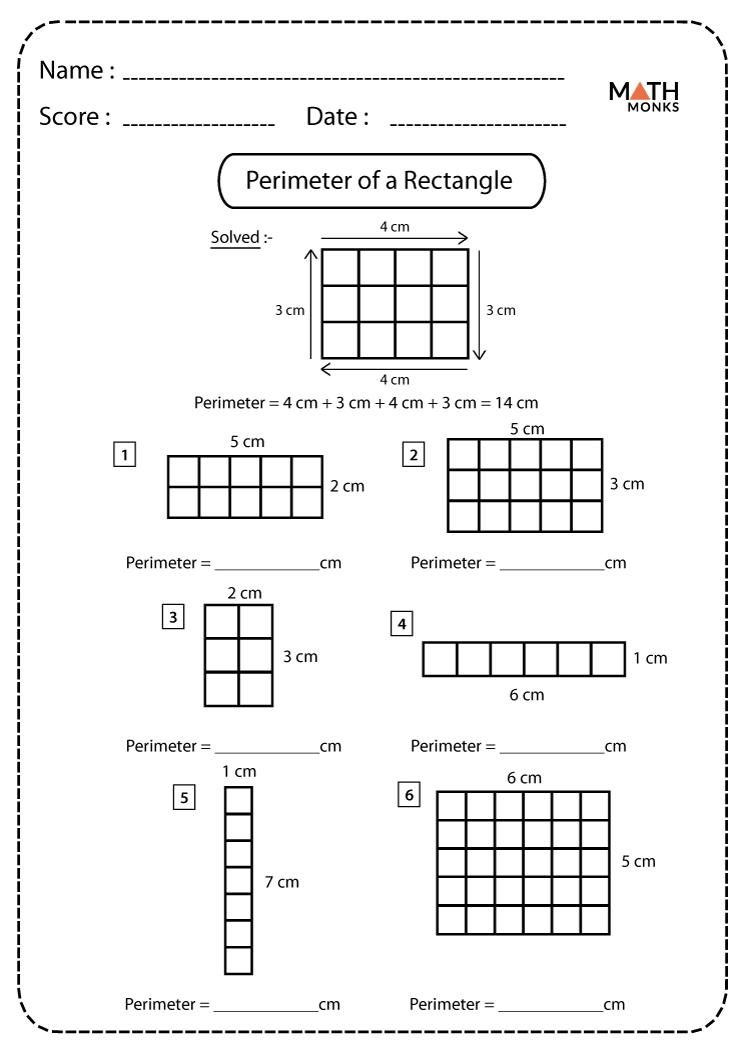 perimeter of a rectangle worksheet