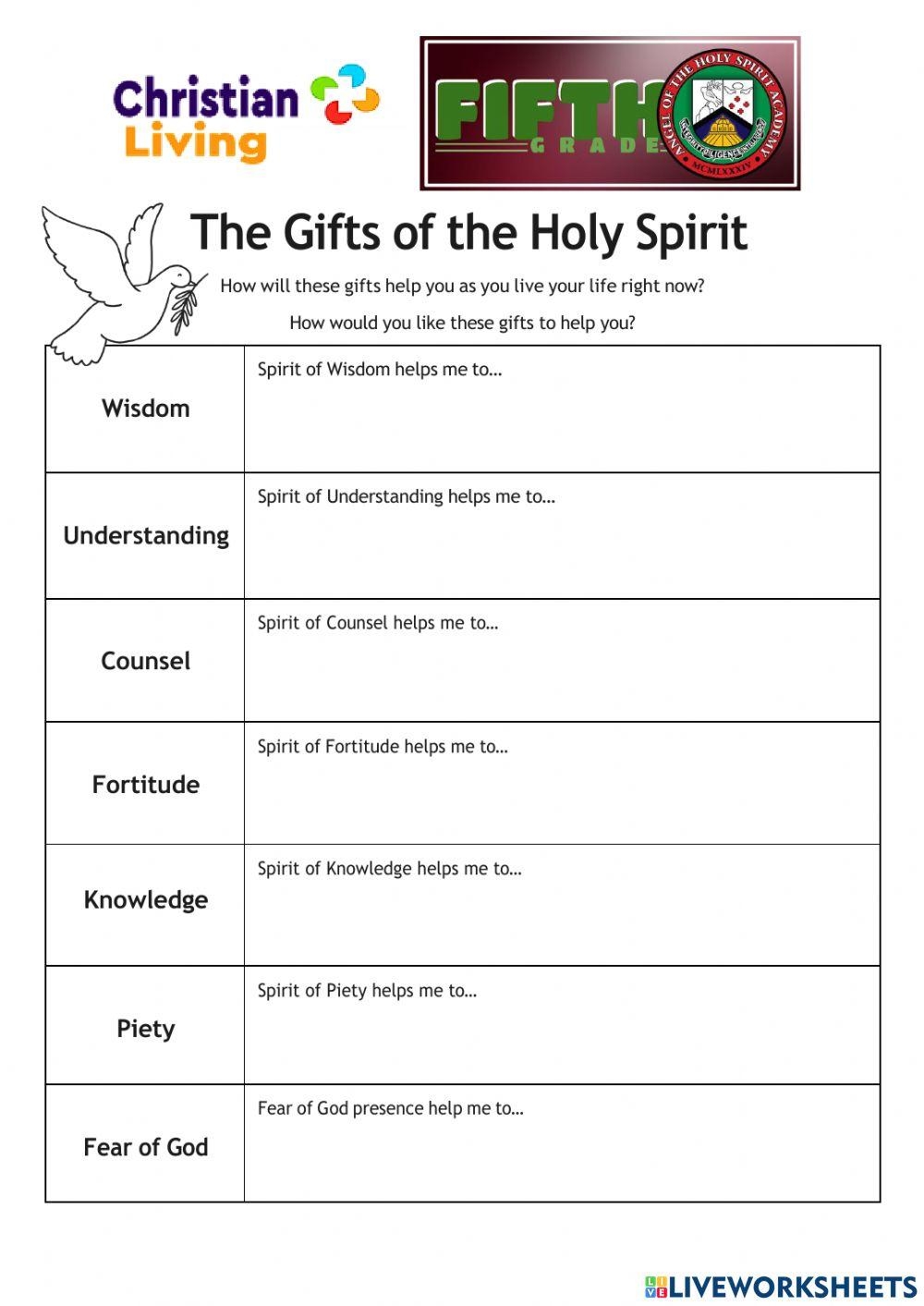 Lesson 10 The Virtues And The Gifts Of The Holy Spirit Grade 3 5 