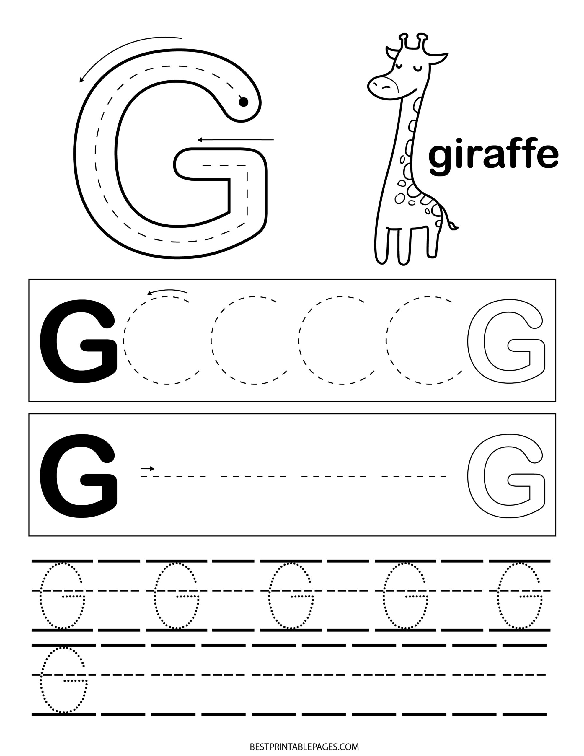 preschool worksheets letter g