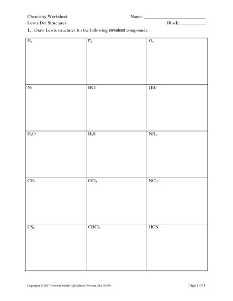 lewis dot worksheets