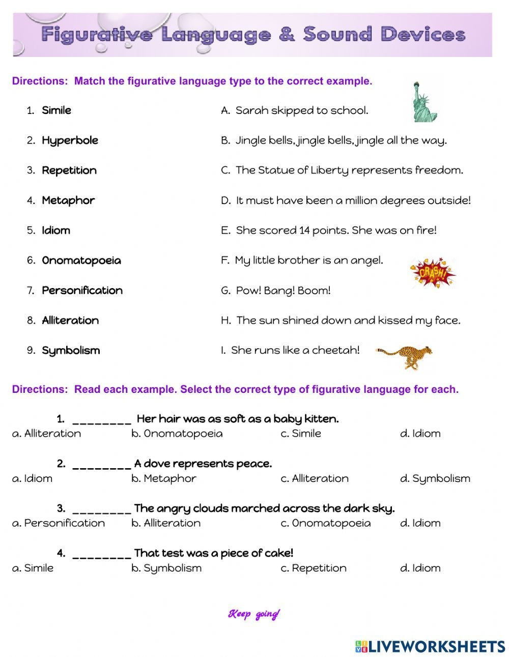 Literary Devices Worksheet Pdf Simile Metaphor Personification