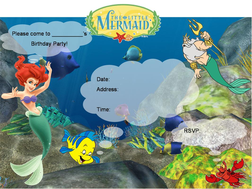 Little Mermaid Birthday Invitation Templates Free