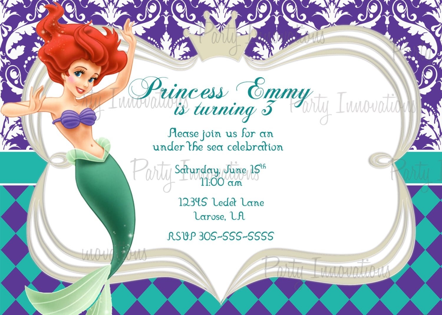 Little Mermaid Birthday Invite Template