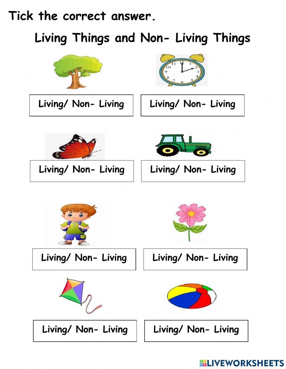 Living And Non living Things Online Exercise For Kg2 In 2024