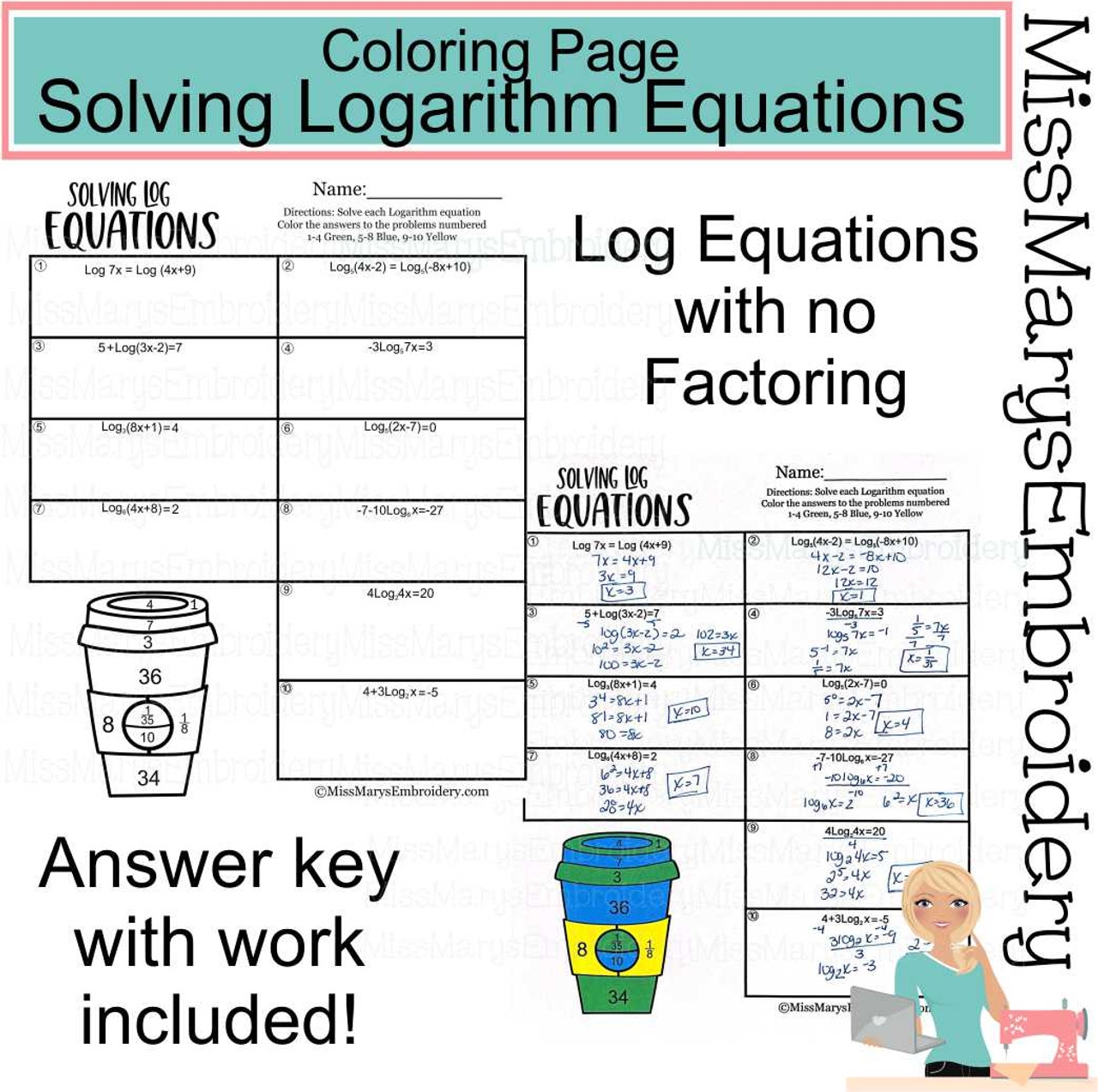 solving log equations worksheet