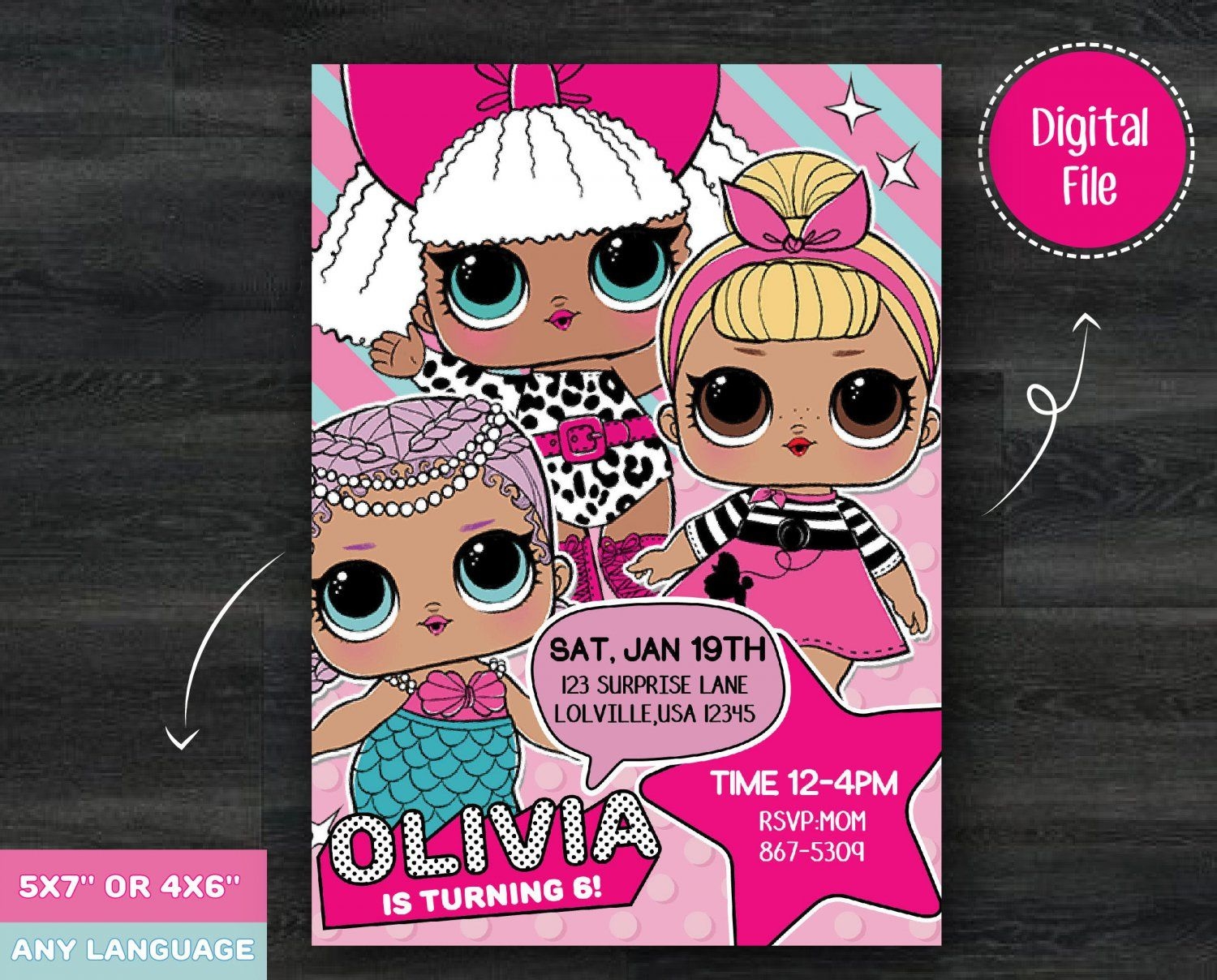 LOL Surprise Invitation LOL Surprise Birthday Invitation LOL doll 