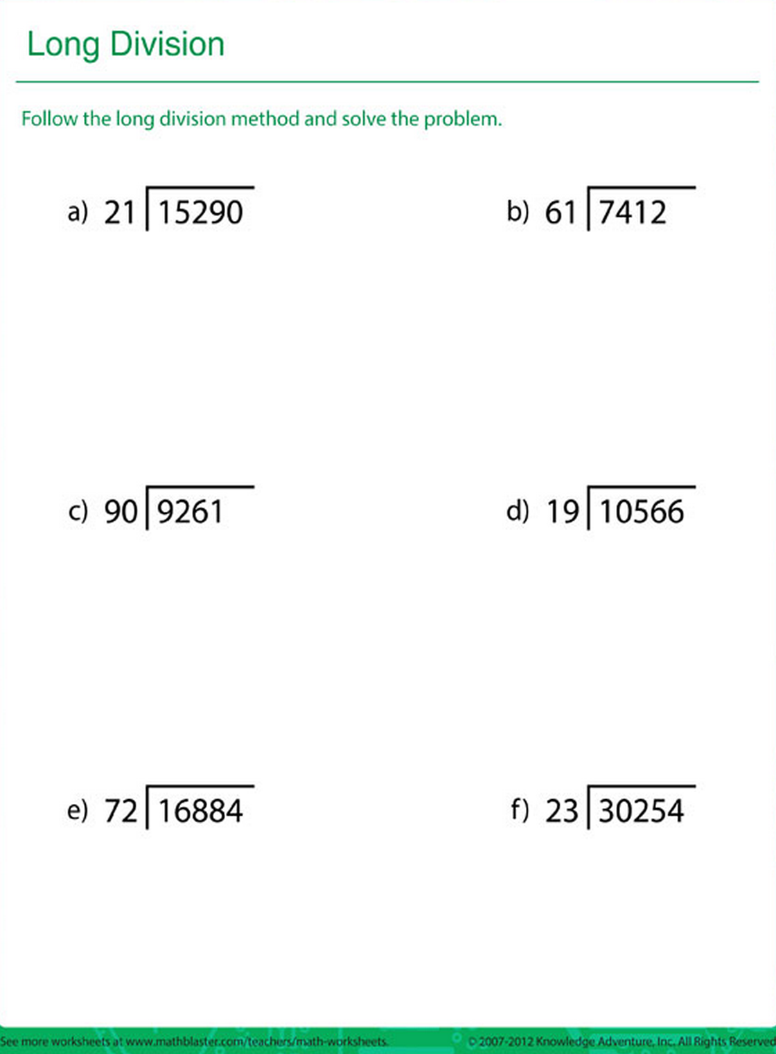 division practice worksheets