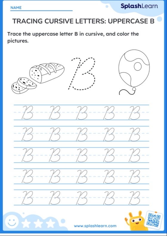 cursive b worksheet