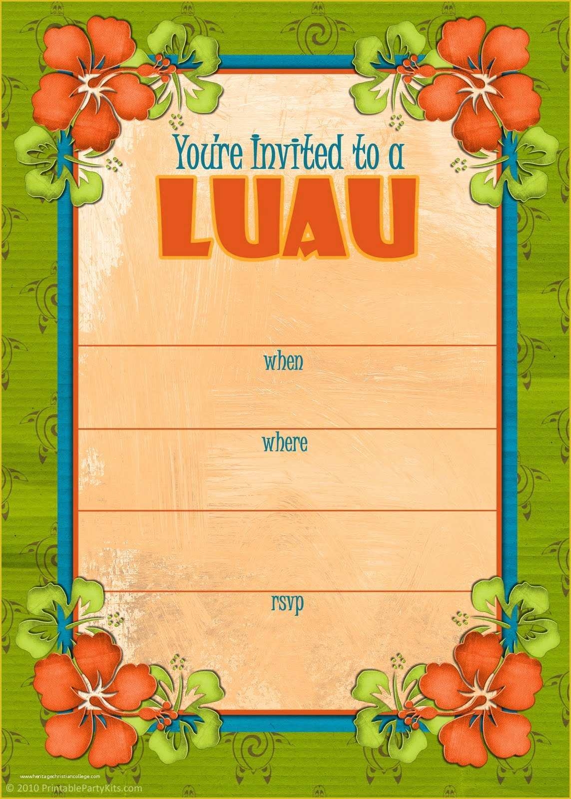 Luau Invitations Templates Free Of Free Printable Party Invitations 