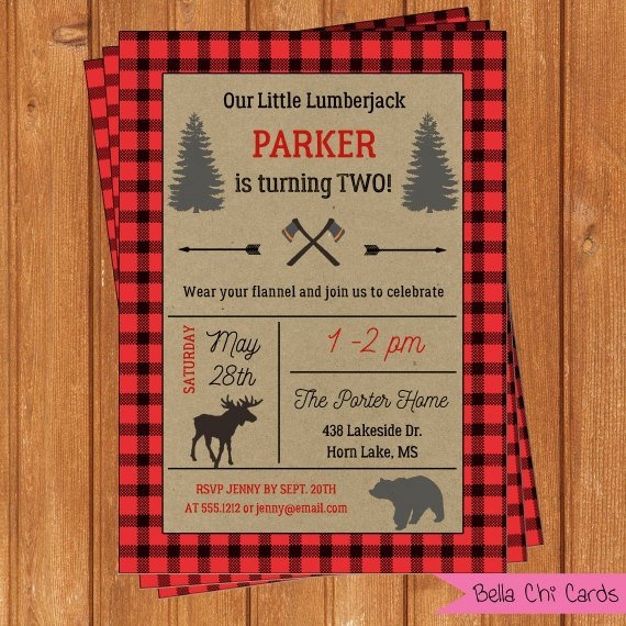 Lumberjack Birthday Party Invitation Invitation Design Blog