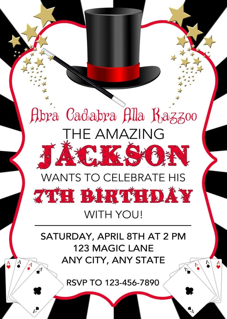 free magic birthday party invitation template