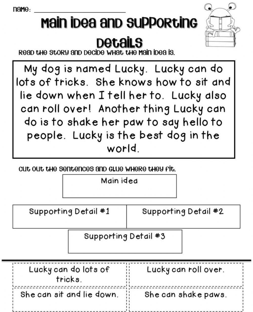 Main Idea Anchor Chart FREE Worksheet Included Crafting 