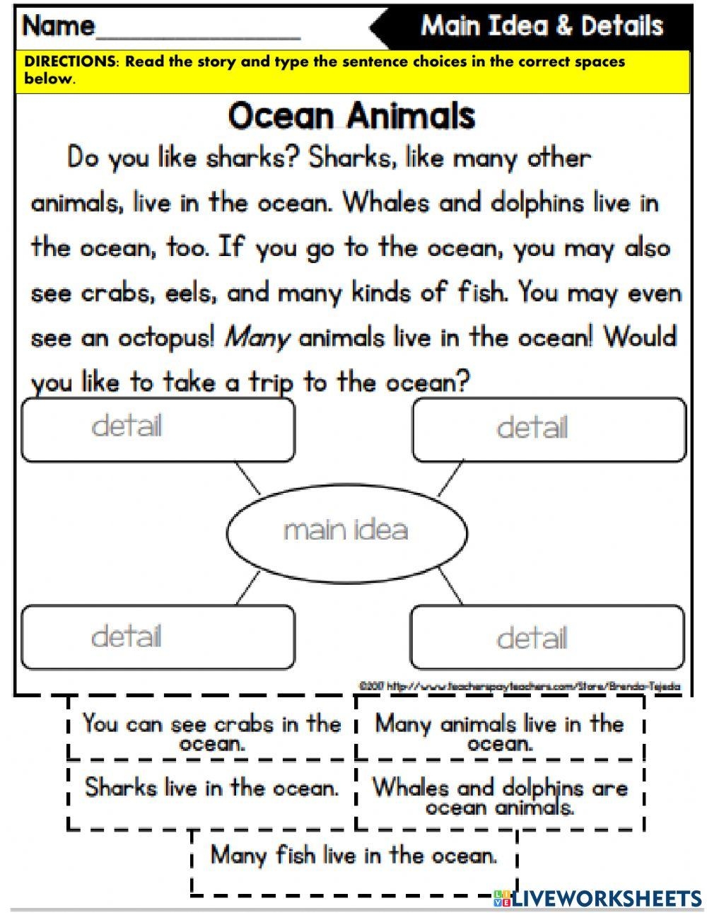 main idea supporting details worksheet