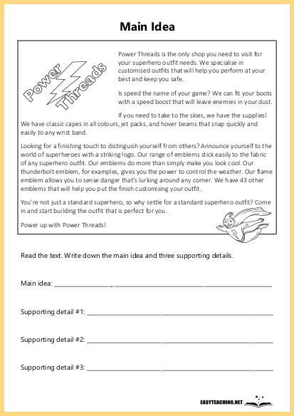 Main Idea Worksheets For Grade 4 Worksheets For Kindergarten