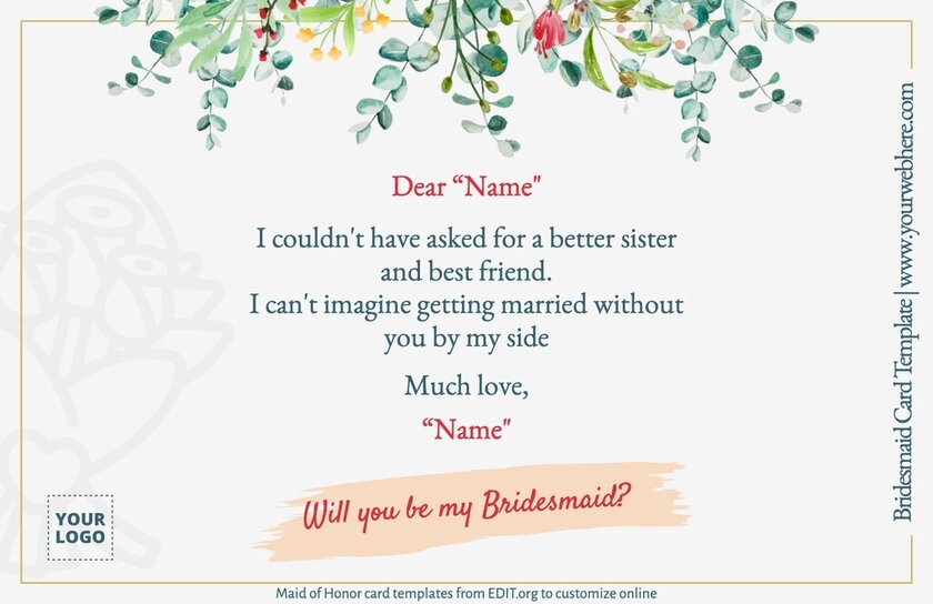Make Free Bridesmaid Proposal Cards
