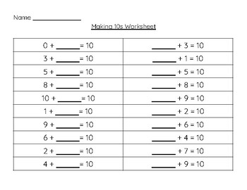 Making 10s Worksheet By Meet G In The Middle TPT