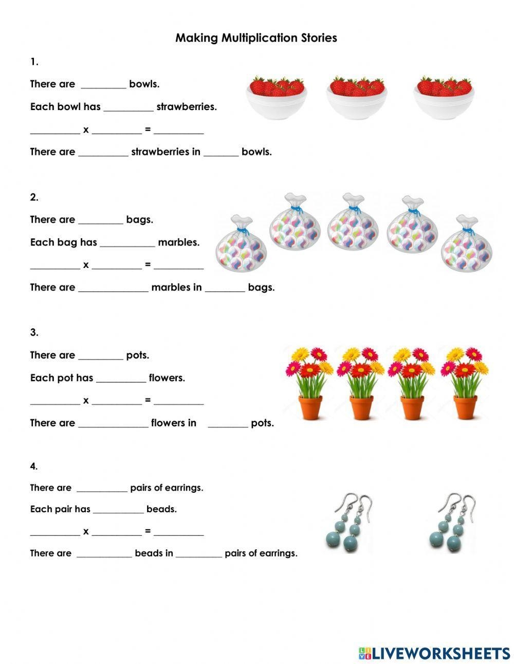 Making Multiplication Stories Worksheet Live Worksheets Worksheets 