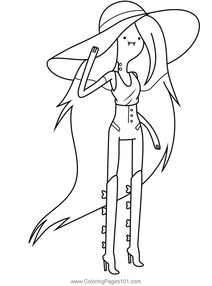 Marceline The Vampire Queen Holding Her Hat Adventure Time Coloring 