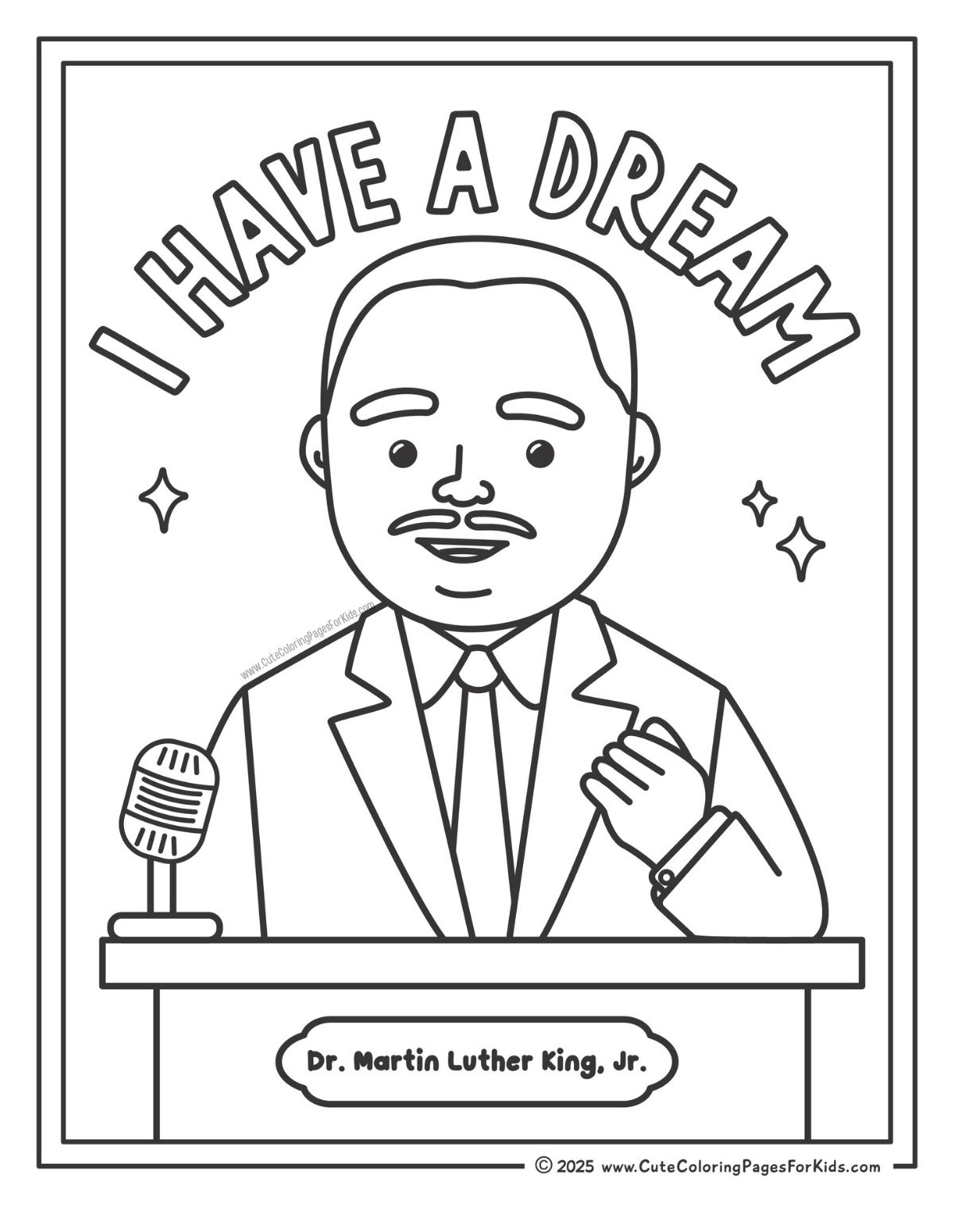 Martin Luther King Coloring Pages Free Printable Cute Coloring