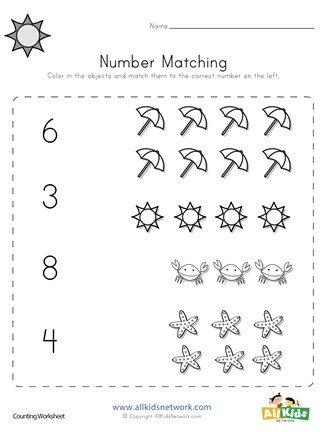 matching numbers worksheets